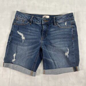 SO Girls Distressed Rolled Hem Denim Shorts - Mid Rise - Size 16